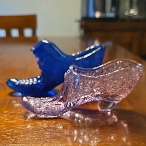 Boyd Cobalt Blue and Pink Glass Decorative Shoes